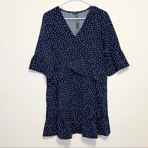 NWT Blue and White Polka Dot Ruffle Dress Women Size Small - Picture 4 of 14